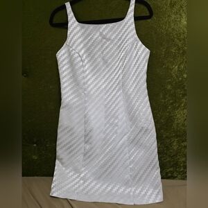 Vintage My Michelle White & Blue Textured Mini Dress